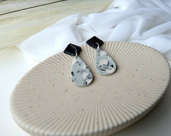 Whimsical Pale Blue Earrings, Lightweight Clay Statement Jewelry for Her, Indie Jewelry, Elopement Earrings, Pretty Goth Jewelry