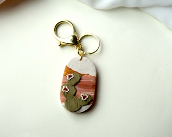Prickly Pear Keychain, Nature Desert Landscape Gift, Desert Vibes Accessory for Keys, Botanical Keychain, West Texas Aesthetic Keychain
