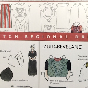 Bambole di carta con costumi regionali olandesi vintage