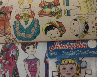 Set di bambole di carta giapponesi vintage
