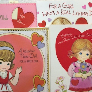 Vintage Valentine Paper Doll Greeting Cards