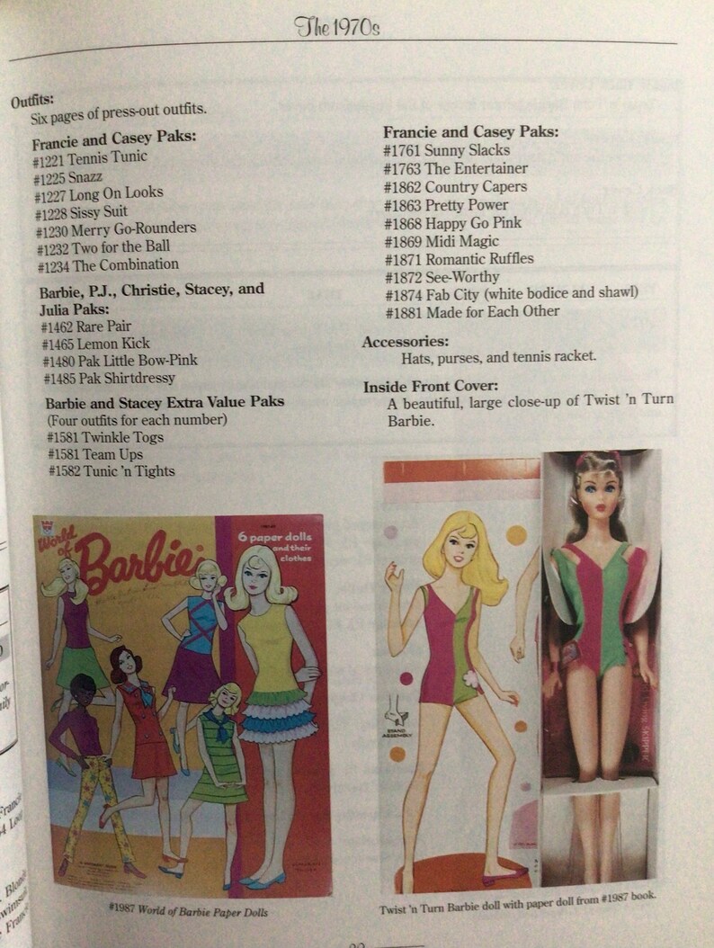 Barbie Paper Doll Reference Book Etsy