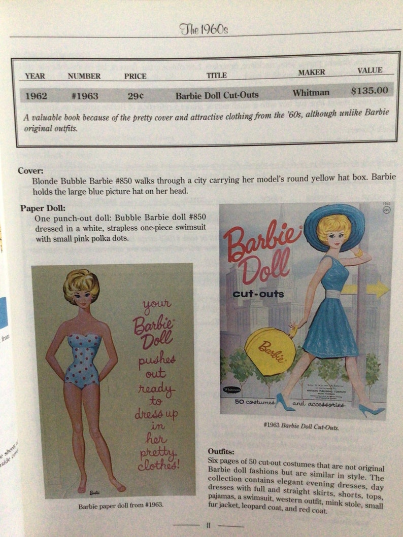 Barbie Paper Doll Reference Book Etsy