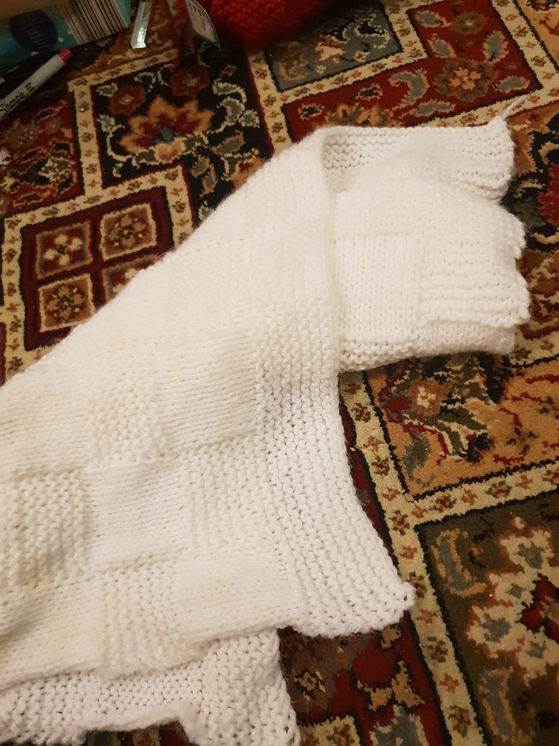 Simple Knitted Squares Baby Blanket Etsy