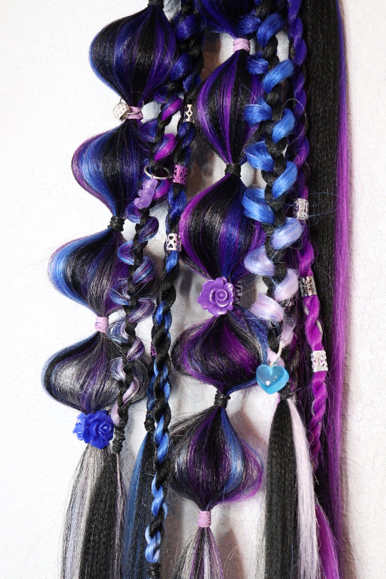 2X Festival Braided Rave Hair Extensions hair Elastic Etsy