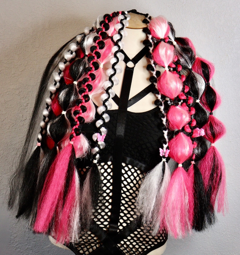 2X Festival Braided Rave Hair Extensions hair Elastic Etsy