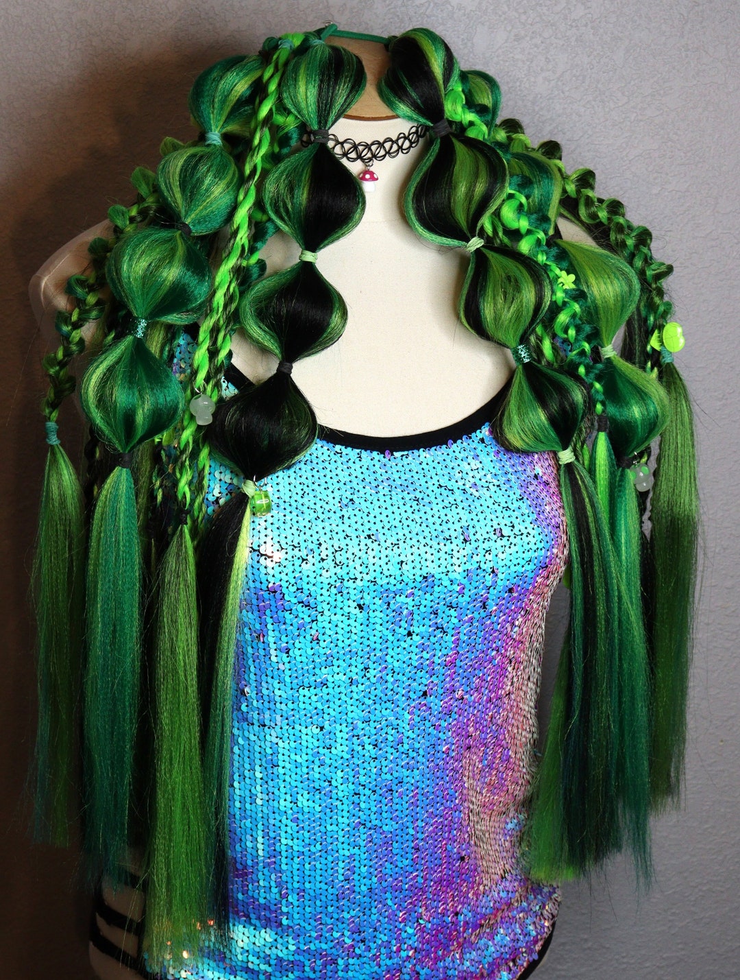 2X Festival Braided Rave Hair Extensions hair Elastic Etsy