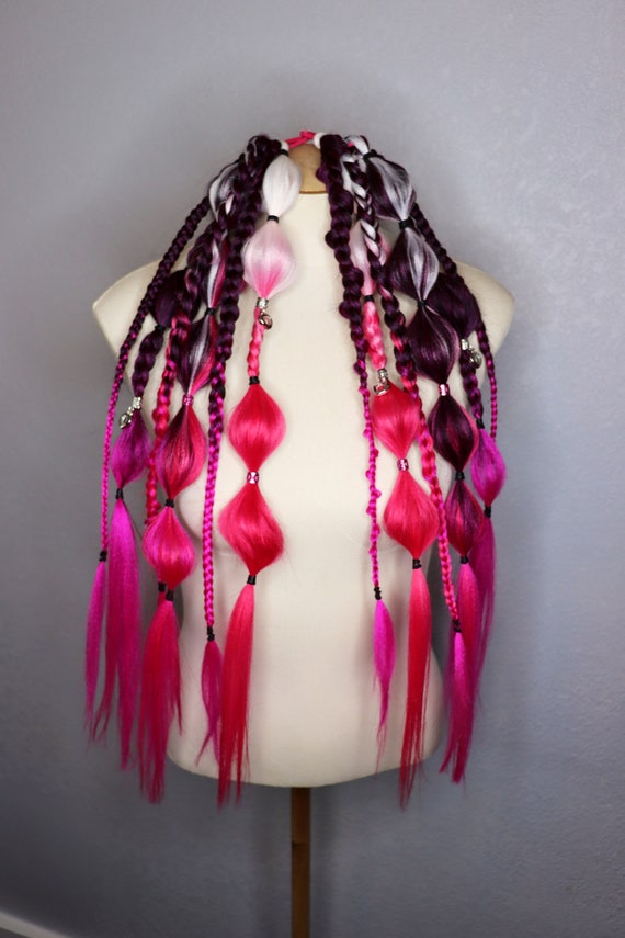 2X Festival Braided Rave Hair Extensions hair Elastic Etsy