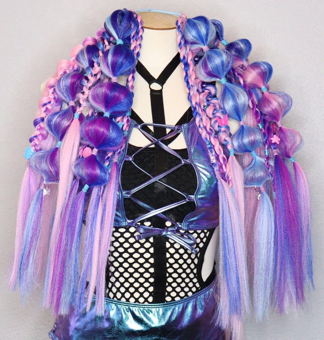 2X Festival Braided Rave Hair Extensions hair Elastic Etsy