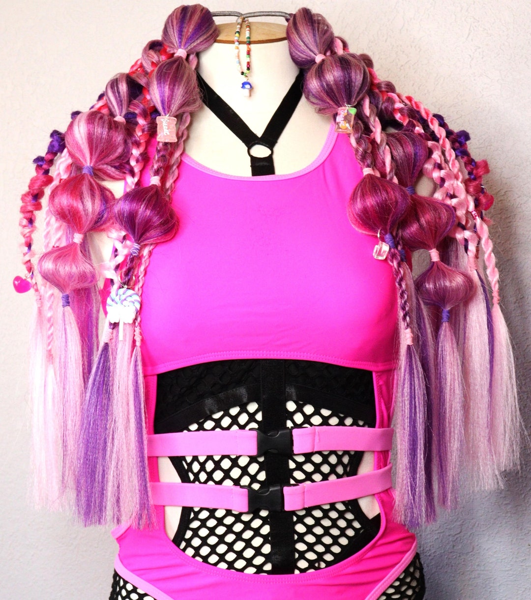 2X Festival Braided Rave Hair Extensions hair Elastic Etsy