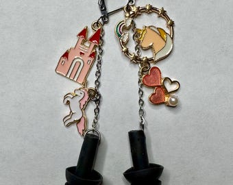 Gold unicorn earring ear plugs