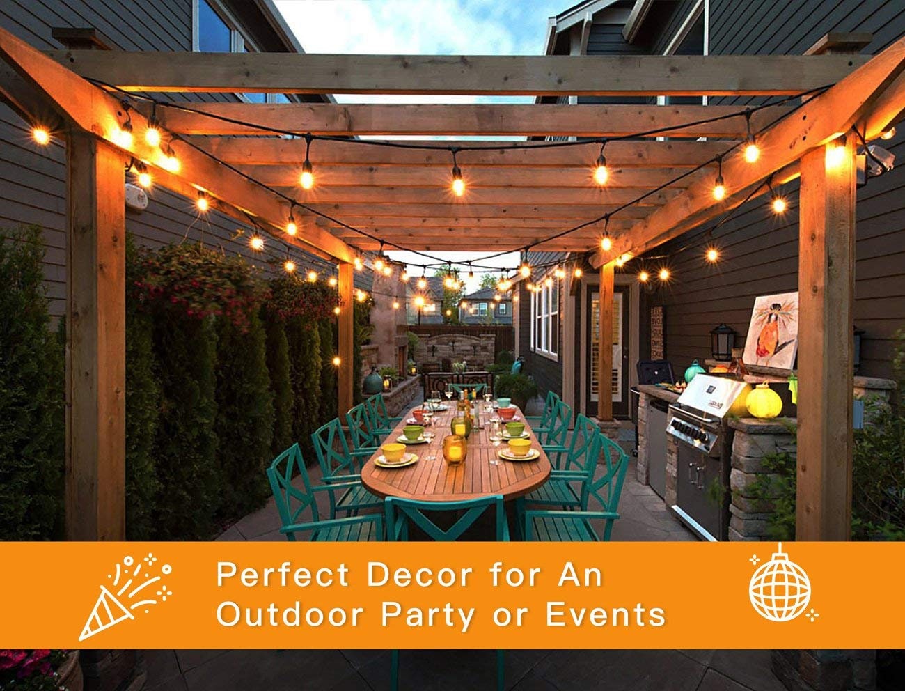 48FT Outdoor String Lights Weatherproof for Patio Garden Etsy