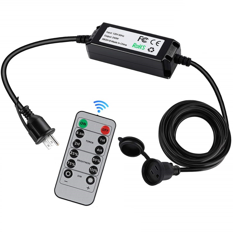 Outdoor Weatherproof Wireless Dimmer Switch Remote Control 240w Max For Led String Lights