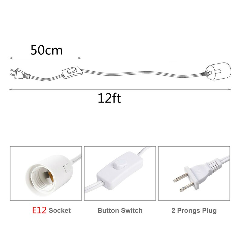 ULListed 12ft Hanging Light Socket Extension cord with E12 Etsy