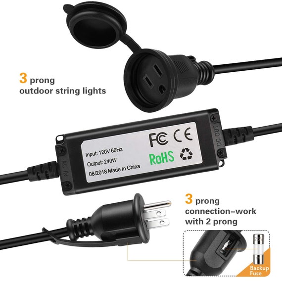 Outdoor Weatherproof Wireless Dimmer Switch Remote Control 240w Max For Led String Lights