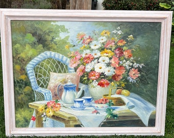 Hand painted tea party scene inspired by Barbara Mock’s “Tea and Strawberries”  32”x48”