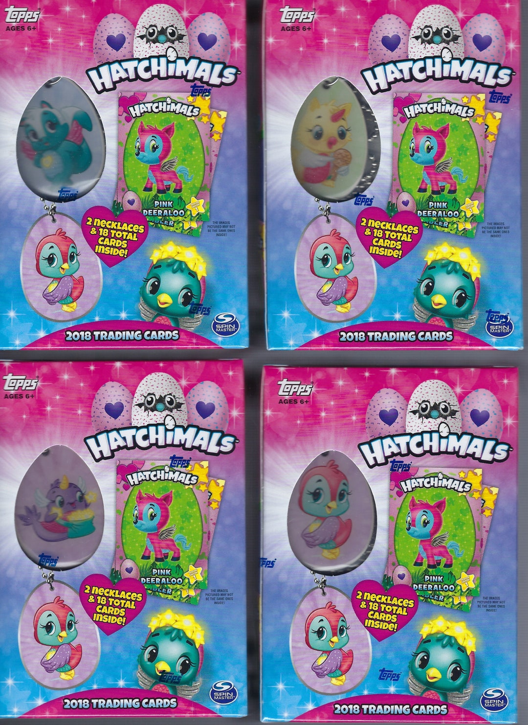 Lot of 4 -2018 Topps HATCHIMALS Trading Cards Birthday Party Gift Pack ...