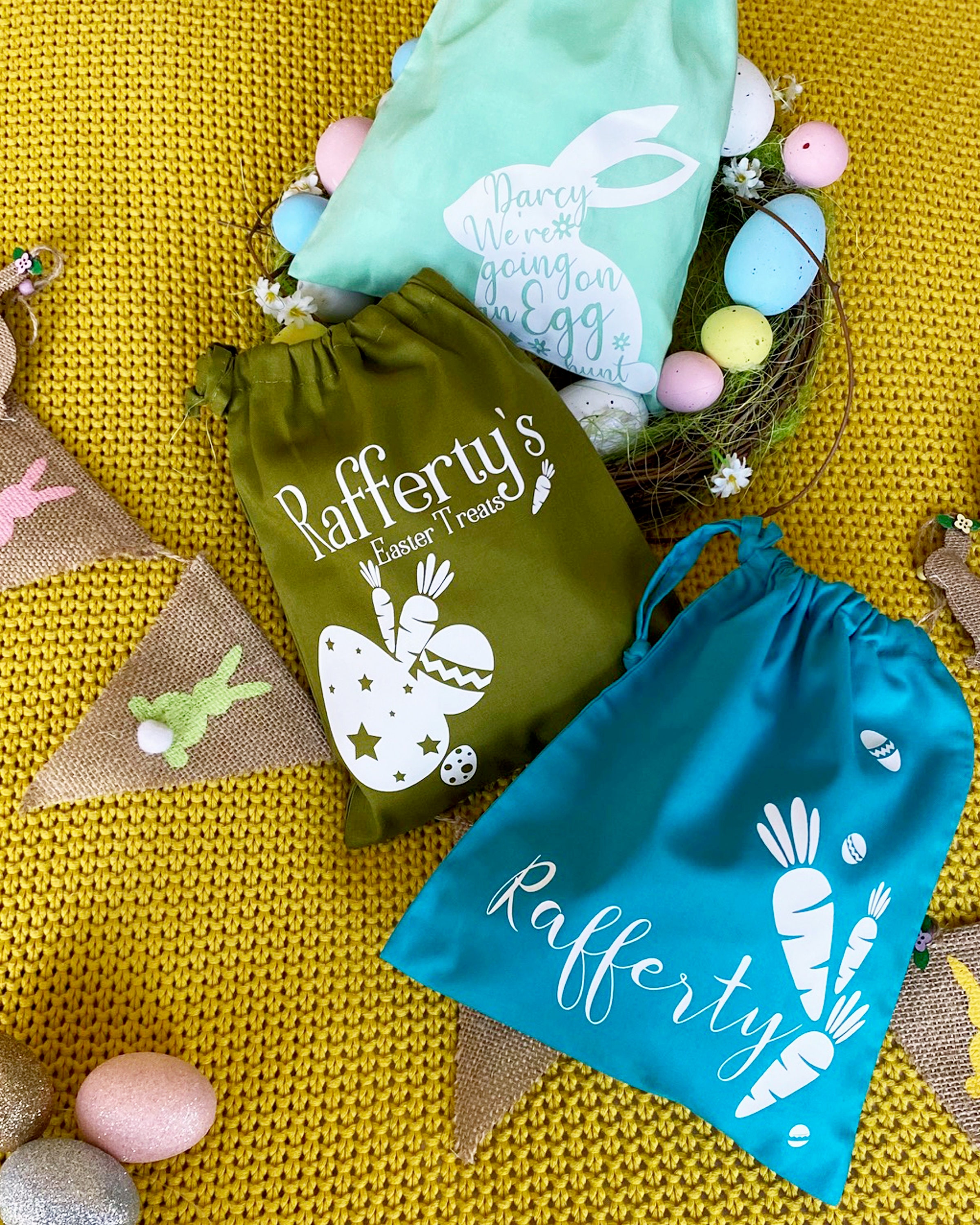 Personalised Easter Treats bag Cotton Easter bag easter egg Etsy