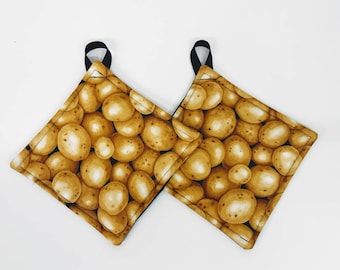 Pot holder for kitchen Pot Holder Set Oven Hot Pad Pot Holder for Cooking or Baking in a Realistic Potato Fabric Print