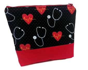 Cosmetic Bag for Nursing Gifts in a Heart Beat Fabric