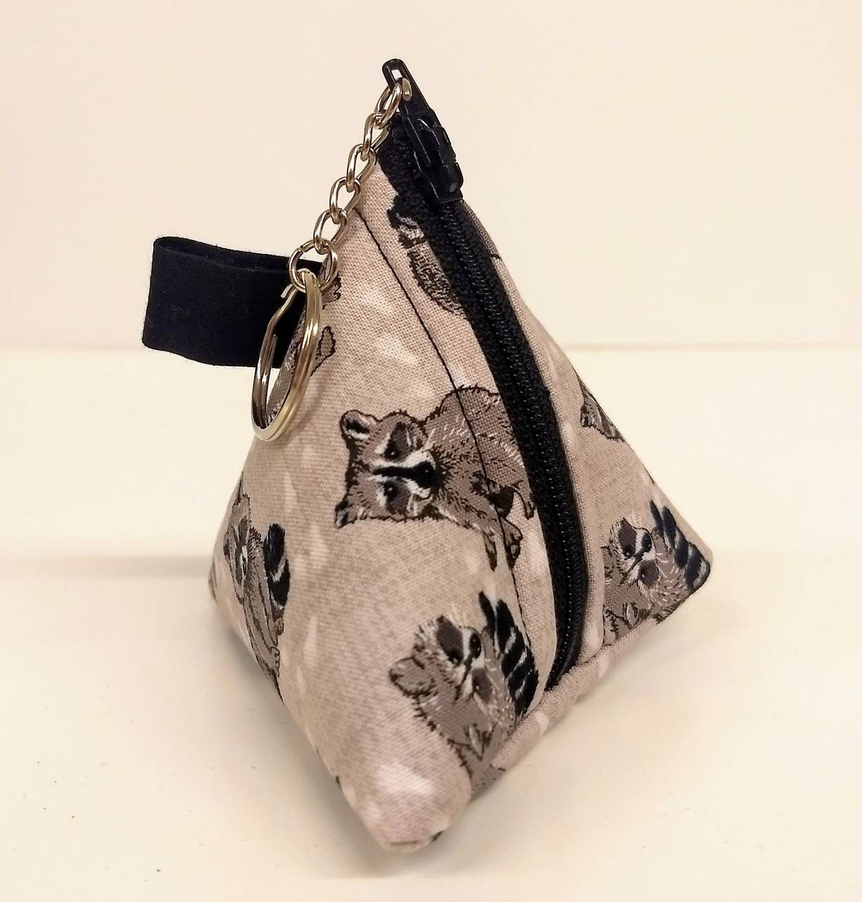 Triagle Keychain Triangle Keychain With Zipper Raccoon - Etsy