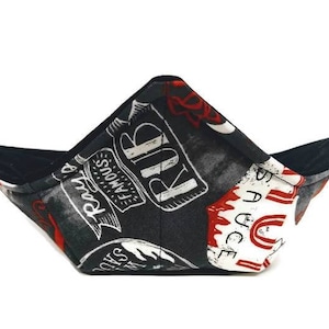 Microwavable Bowl Cozy Gray Hot Sauce BBQ quilted cotton reversible microwavable soup bowl holder