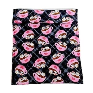 Microwavable baked potato bag, Hot Cocoa and Marshmallow Potato Bag, All Cotton bag for cooking potatoes, potato sack