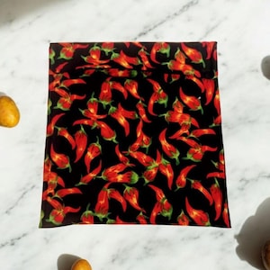 Potato Bag in a Red Hot Chili Peppers Fabric Print by Sewuseful Studios LLC