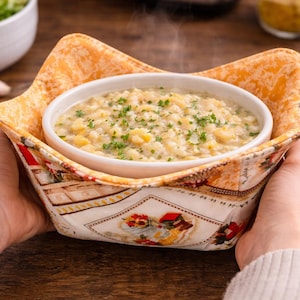 Bowl Cozy Microwave Safe Cotton Soup Hot Bowl Pot Holder in a Country Style Home Sweet Home Fabric Print