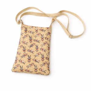 Sock Monkey cross body bag, cross body purse, hand bag, adjustable strap bag, tan sock monkey all cotton print with silver hardware