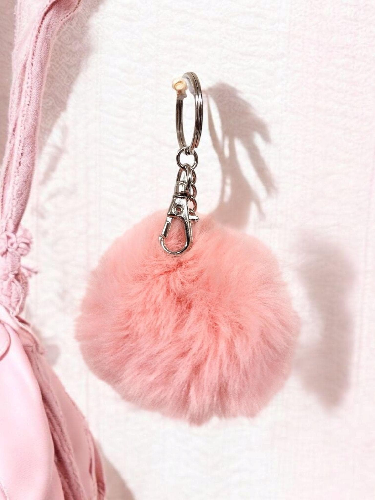 Light Pink Faux Fur Pom Pom Keychain With Lobster Clasp - Etsy
