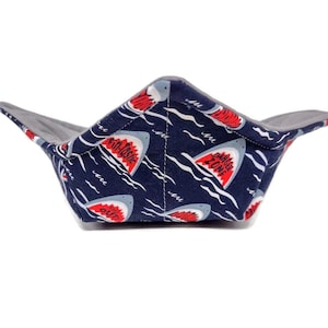 Bowl Cozy in a Shark Attack Fabric Print by Sewuseful Studios