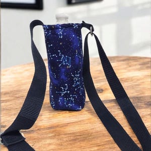 Water Bottle Holder in a Star Constellation Fabric Print by Sewuseful Studios LLC