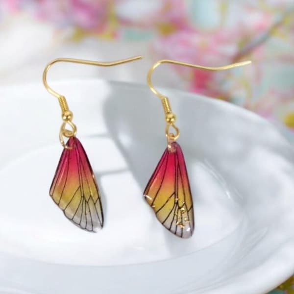 Pink Ombre Butterfly Wing Dangle Earrings