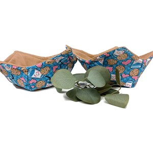 Bowl Cozy Microwave Safe Cotton Soup Hot Bowl Pot Holder in a Milk and Cookies and Solid Tan Fabric Print image 6