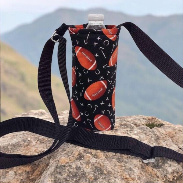 Chalkboard Football Insulated Water Bottle Holder with Adjustable Strap