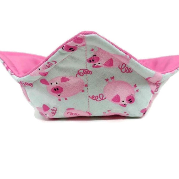 Bowl Cozy Microwave Safe Cotton Soup Hot Bowl Pot Holder in a Little Pink Piggy Fabric Print