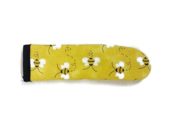 Topflappen Griffbezug aus Gusseisen mit einem Bienen Stoff Druck - waschbar