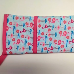 Heat resistant curling iron, hair straightener case, pink flamingo