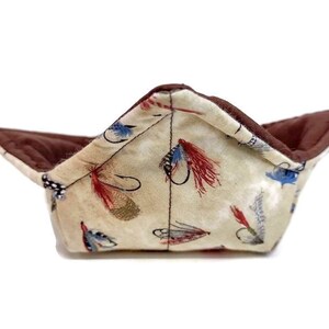 Microwave Bowl Cozy: Reversible Fishing Lure Print, All cotton