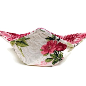 Bowl Cozy Quilted Cotton Microwave Safe Rose and Black Butterfly