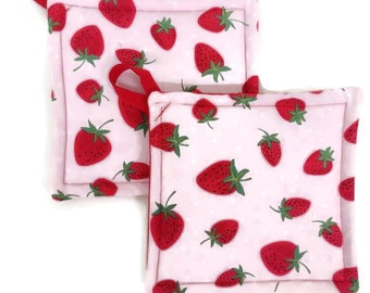 Presina per cucina Set di presine Sottopentola per forno Presina per cucinare o cuocere al forno in tessuto con stampa Strawberry Festival