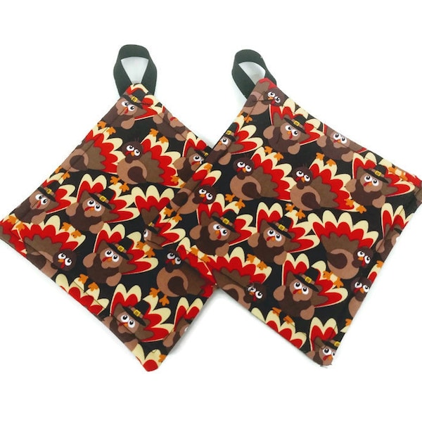 Pot holder for kitchen Pot Holder Set Oven Hot Pad Pot Holder for Cooking or Baking in a Thanksgiving Pilgrim Turkey Fabric Print