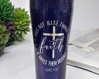 Faith Bible Verse , Color Shift Blue/Purple Tumbler cup, 20 oz Tumbler with locking lid
