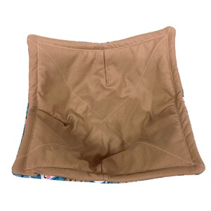 Bowl Cozy Microwave Safe Cotton Soup Hot Bowl Pot Holder in a Milk and Cookies and Solid Tan Fabric Print image 4
