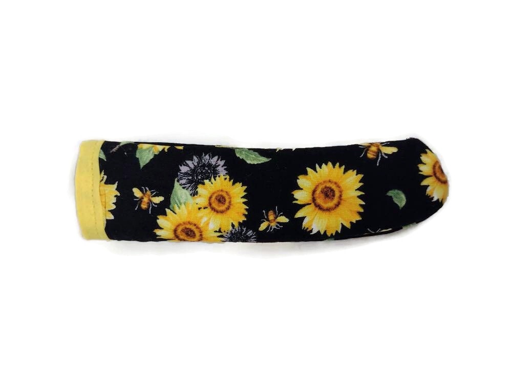 Schwarze Sonnenblume Gusseisen Pfanne Topflappen Griff Abdeckung