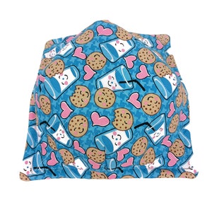 Bowl Cozy Microwave Safe Cotton Soup Hot Bowl Pot Holder in a Milk and Cookies and Solid Tan Fabric Print image 5