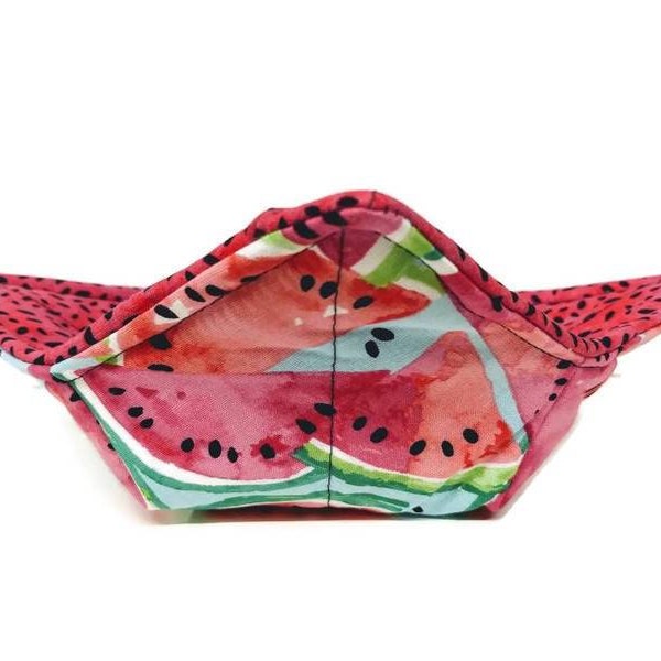 Bowl Cozy - Microwave Safe Cotton Bowl - Soup Bowl - Hot Bowl Pot Holder in a Watermelon and Watermelon Seed Fabric Print