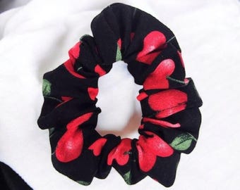Scrunchie, Hair Tie, Hair Accessories, Gift for Girls Valentine's Cherry Heart Scrunchie