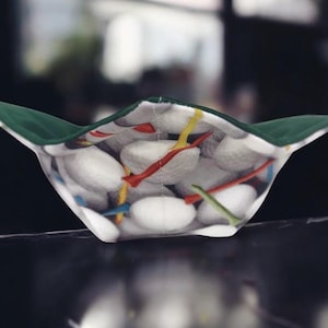 Bowl Cozy Microwave Safe Cotton Hot Soup Bowl Pot Holder in Reversible Golf Ball and Dark Green Fabric Print
